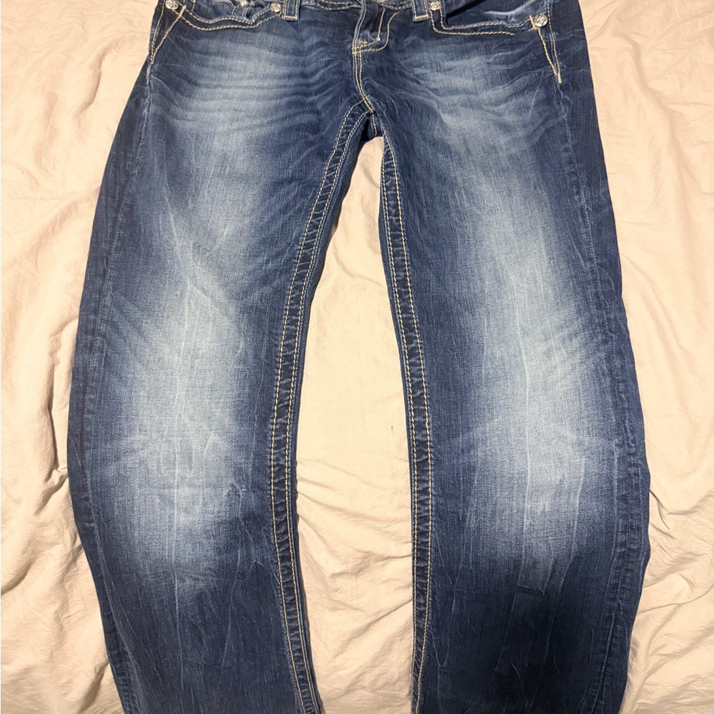 Miss Me Dark Blue Denim Jeans with Contrast Stitching size 31x31